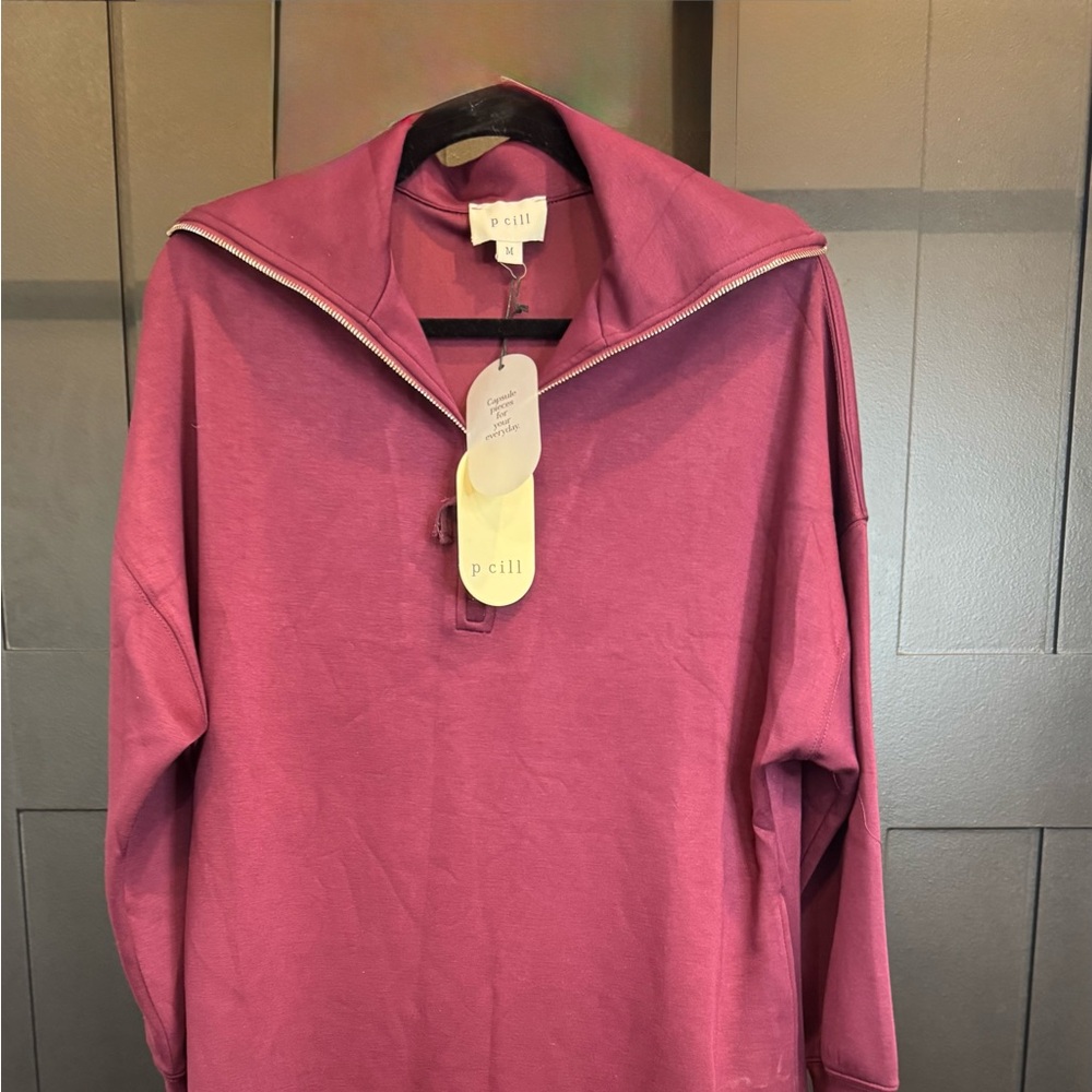 P. cill Purple maroon Quarter-Zip Pullover dress